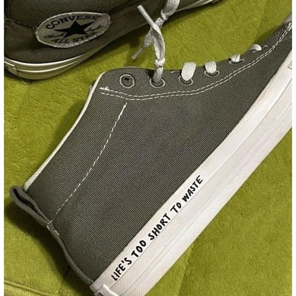 LIFES TOO SHORT Renew Converse All Star Mid Chuck Taylor Mens 6 Womens 8 Juniors